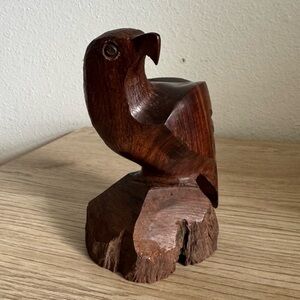 Ironwood Eagle 5 1/2" Hand Carved Wood Sculpture Statue Falcon Hawk Bird Of Prey